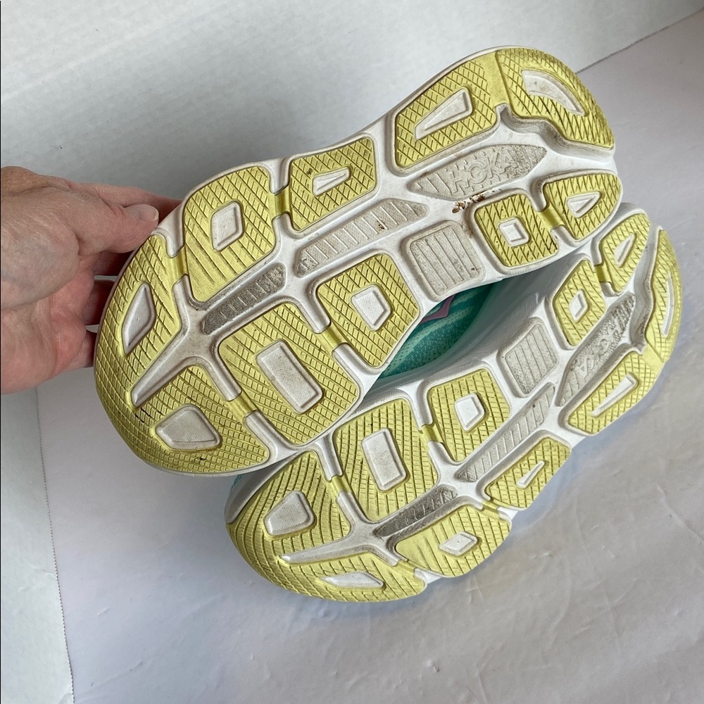 HOKA One One Bondi 9 Running Athletic Shoes Size 6.5 B Blue Spark Mint Fluorite - Picture 10 of 12